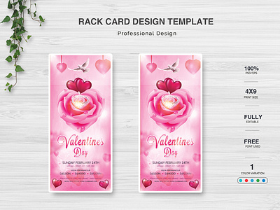 Valentines Day Rack Card Design app artist brand identity branding branding design brochure design colorful graphic design illustration illustrations illustrator logo photoshop print design psd template rack card uiux valentines day card web website