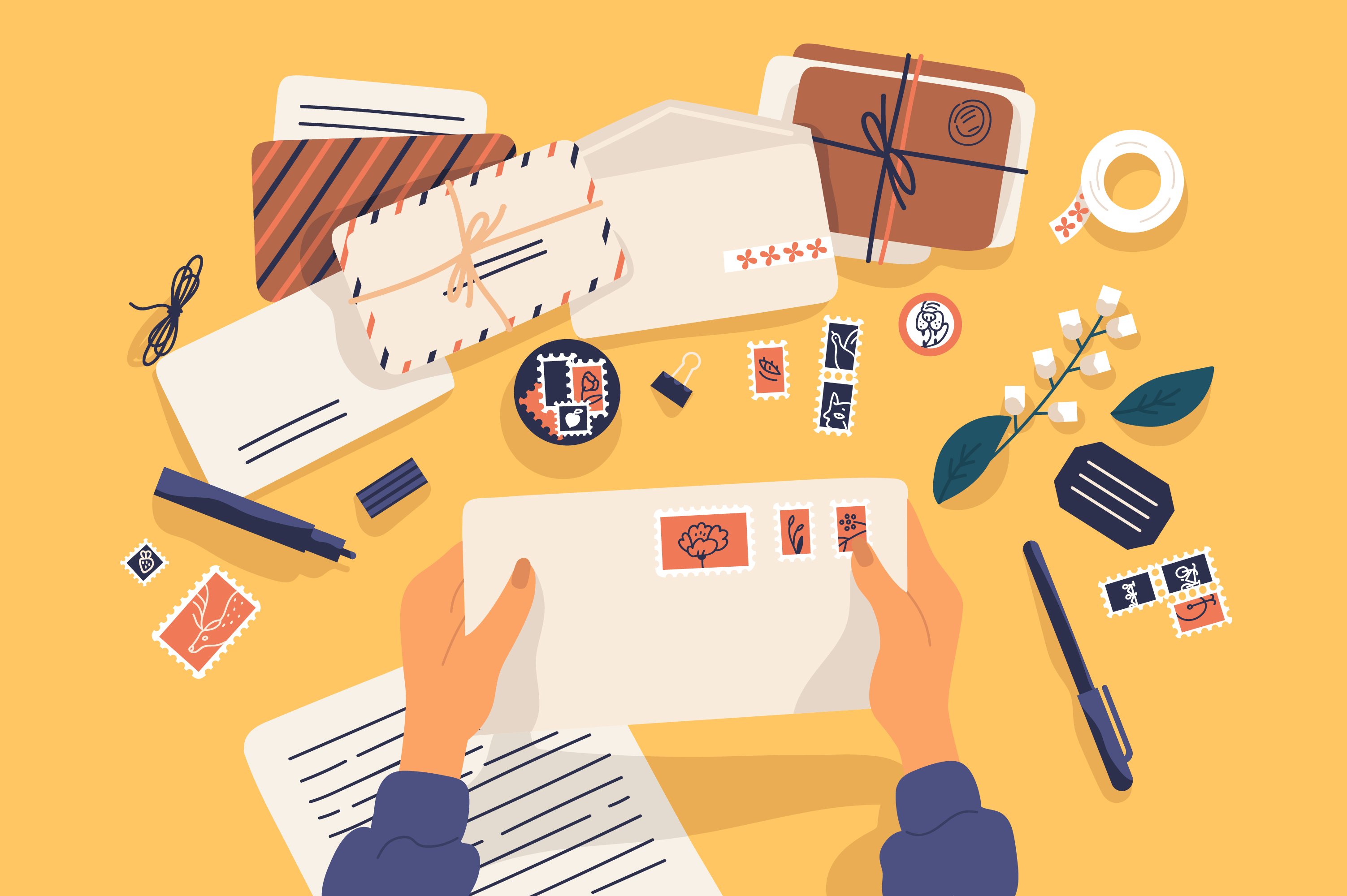 sending-letter-composition-and-stamp-by-good-studio-on-dribbble