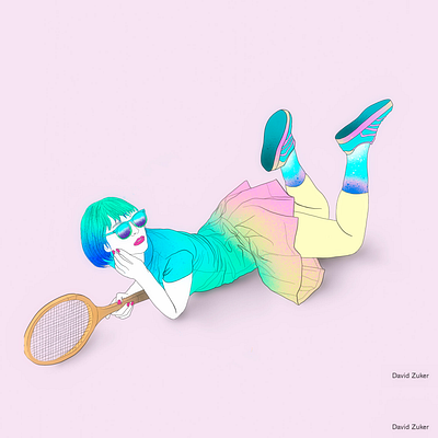 Match art colorful drawing illustration portrait tennis woman