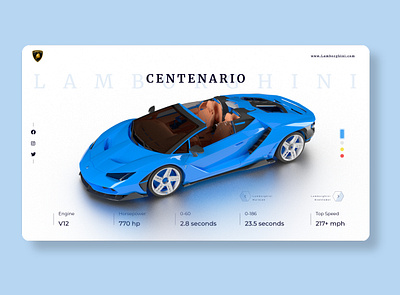 Lamborghini Landing Page app blue and white car cars concept design lamborghini landing page market minimalist shop ui ux web web design