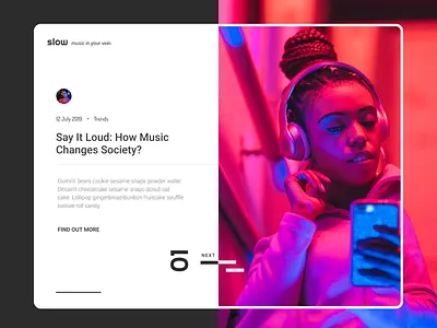 Slow Music concept dark mode design desktop music neon ui uxui web design
