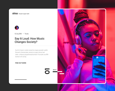 Slow Music concept dark mode design desktop music neon ui uxui web design