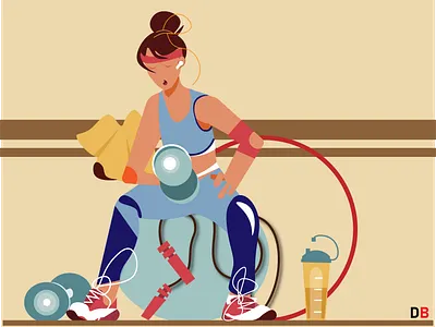 Girl at Gym. cartoon creative thinking drawing graphic illustration illustration art ux