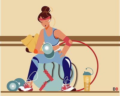 Girl at Gym. cartoon creative thinking drawing graphic illustration illustration art ux