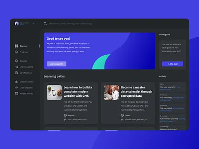 Looking for feedback! 👉 Learning platform for engineers 2d abstract app black blue branding concept design figma flat minimal platform sketch ui web webapp website
