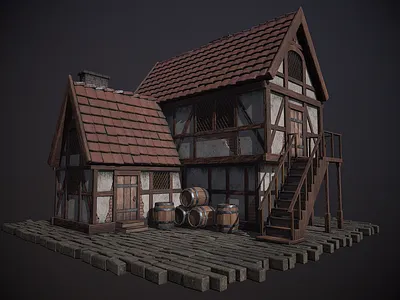 Mediaval House art artist environment game house illustration maya mediaval modeling painters textures