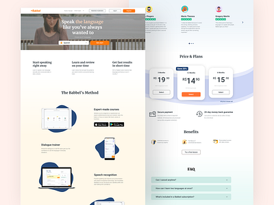 Babbel's Landing Page babbel danish design english figma french german landing page language learning language school languages norwegian online course pastel colours portuguese product design spanish swedish ui ux