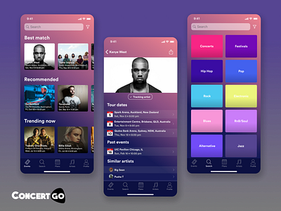 ConcertGo concept concert concert app design event app festivals ios logo music app