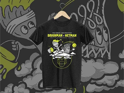 Brushman & Netman Tshirt basketball design illustration screenprinting tshirt