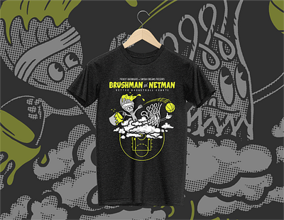 Brushman & Netman Tshirt basketball design illustration screenprinting tshirt