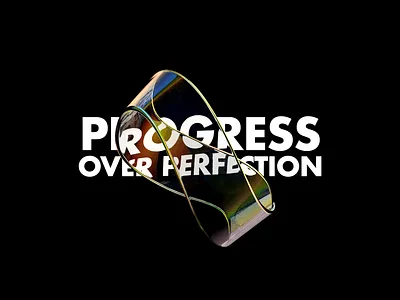 Progress Over Perfection 3d 3dlettering abstract blender blender3d design glass graphic design lettering rainbow type typogaphy web design