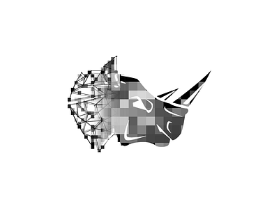 Pixel Rhino black branding logo monochromatic pixelation rhino rhino logo rhinoceros square white wireframe