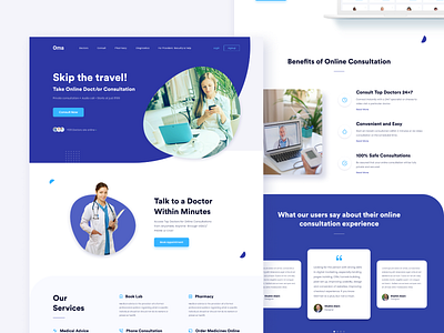 Medical Landing Page apps apps design awesome blue clean dashboard design landing page medical medical landing page medicine minimal telemedicine telemedicine website ui ux