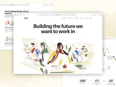 New Doist Website aboutus colorful design home page homepage illustration landing page marketing design productivity project real task management team page tech values web design workplace