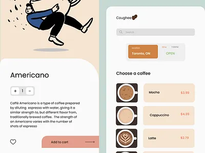 Coughee App app art branding design flat icon illustration ui ux web