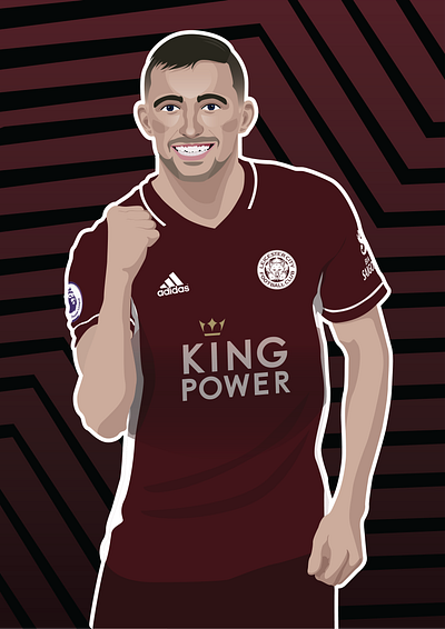 Timothy Castagne Illustration design football illustration illustrator leicester leicester city premier league soccer vector