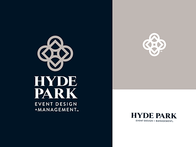 Hyde Park Event Design Logo brand design brand identity branding branding and identity event branding event design events geometric identity design interlocking logo design logomark minimal logo minimalism monoweight neutral colors sophisticated