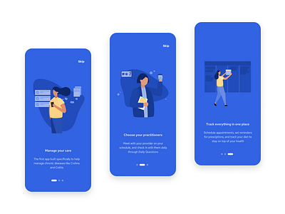 GI Trak Onboarding blue illustration onboarding ui product design swipe user experience