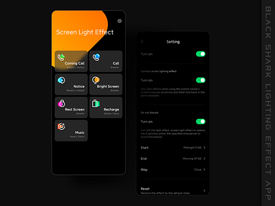 BLACK SHARK Lighting effect APP animation app black branding design gif ui