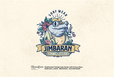 JIMBARAN SURF WEAR, Bali Indonesia - Vintage Logo Design bali brand identity branding chill colorfull logo frog logo logo logodesign ocean professional logo stationery design summer time surf logo surfing tropical tropical flyer tshirt design vintage badge vintage design vintage logo