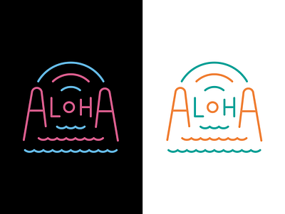 Rainbow Waves aloha hawaii illustration island line art rainbow typography waves