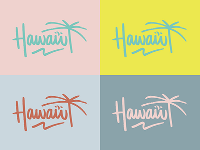 Hawaii WIP branding hawaii illustration island lettering logo palm tree retro summer typography