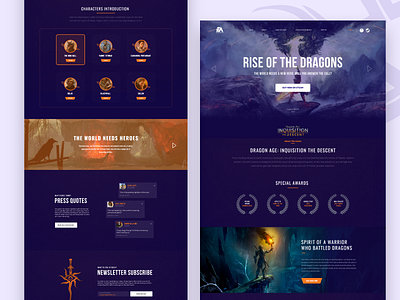 Dragon Age - Game Website branding design dota game game design game website lol redesign ui