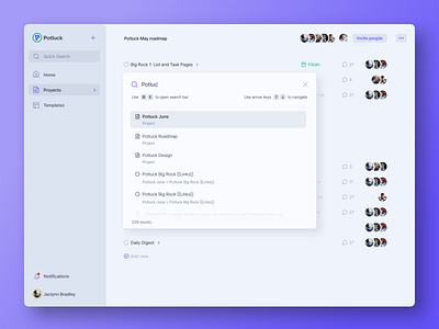 Omnisearch app clean clean ui dark theme dark theme ui dark ui light theme minimal minimal ui navigation omnisearch project management tool project managment quick search search sidebar sidebar design task task management task management app