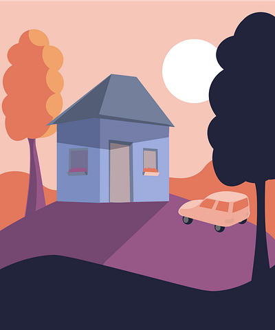 House on the hill flat illustration vector