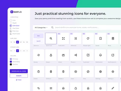 Iconhub.io - Free Customized Icons customs flat free freebies glyph icon icon set iconhub line platform product design ui ux website