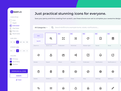 Iconhub.io - Free Customized Icons customs flat free freebies glyph icon icon set iconhub line platform product design ui ux website