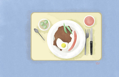 School lunch illustration flatlay digitalart drawing illustration