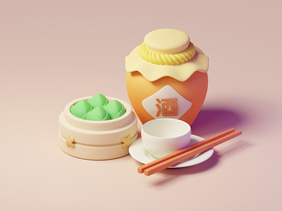 The Dragon Boat Festival 3d design illustration isometric
