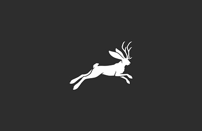 The Hop factory antlers bespoke branding design graphic graphic design hopping icon illustration jackalope jackrabbit jumping leaping logo logo design mythical rabbit symbol vector