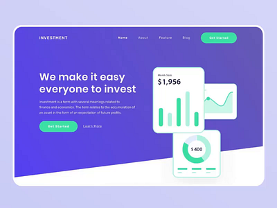 Animated Landing Page - Investment Startup Company animated animated hero animation header hero image homepage illustration investment landing page motion graphic ui ux