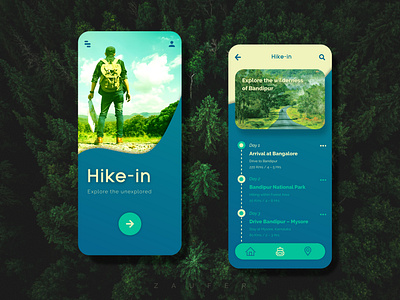 Hike-in App concept adobe xd app app design branding design flat green hike jungle logo minimal typography ui ux web