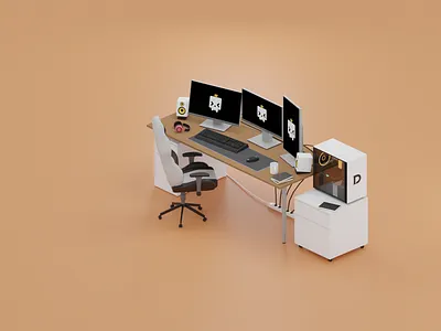 PC setup 3d 3d art blender blender3d blender3dart design illustration low poly lowpoly lowpolyart