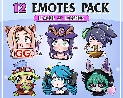 12 League of Legends Emotes Pack for Streamer / Twitch Emotes emote league of legends lol emote twitch emote