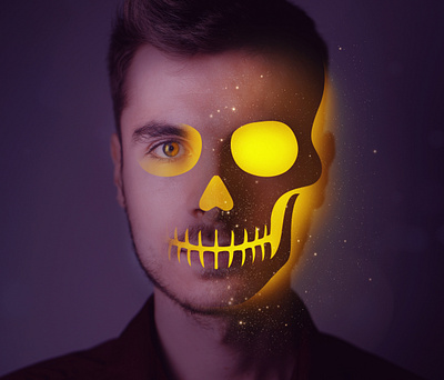 Glowing Skull Portrait compositing illustration manipulations photoshop