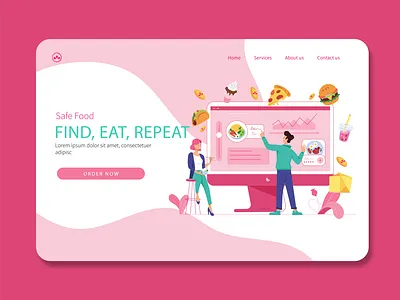 Food Payment page branding delivery service design flat food food app food illustration graphic design illustration landing page landing page design landingpage payment app ux vector website