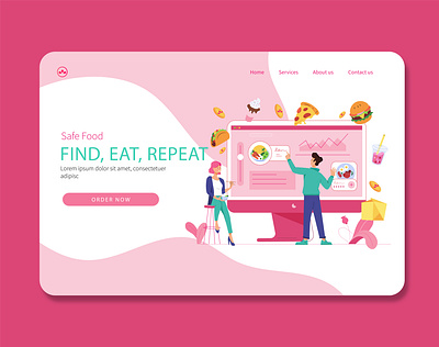 Food Payment page branding delivery service design flat food food app food illustration graphic design illustration landing page landing page design landingpage payment app ux vector website