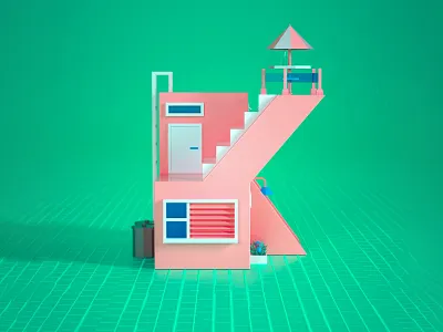 3d Lowpoly House 36daysoftype 3d 3d house 3d modeling a letter c4d cinema 4d illustration lowpoly