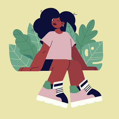 Plant lady character character design cute girl hair illustration plants woman