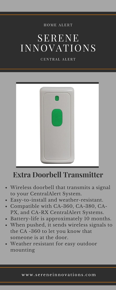 Extra Doorbell Transmitter - CentralAlert - Serene Innovations alert sensor central alert centralalert serene innovations wireless doorbell wireless notification system