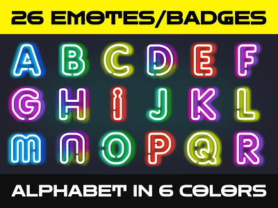 26 Neon Emotes/Badges Set for twitch neon letters twitch badges twitch emotes