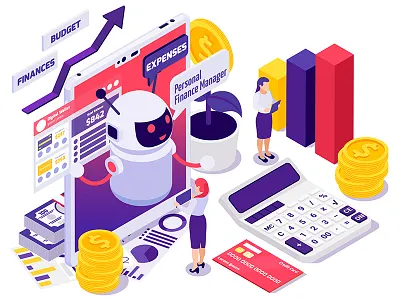 Chat bot concept ai design illustration isometric people vector