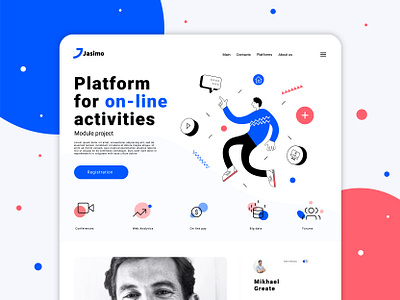 Landing online platform analytics branding design dra draft drawing flat hand icon icons landig leader man management payment touch ui web