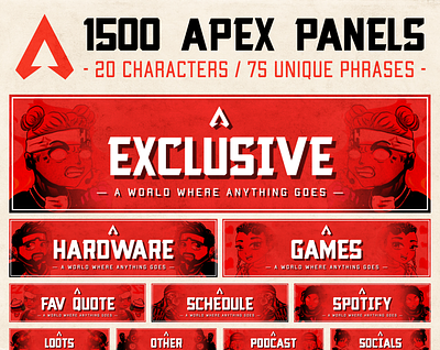 1500 Apex panels for twitch apex apex legends apex twitch twitch graphic twitch panels