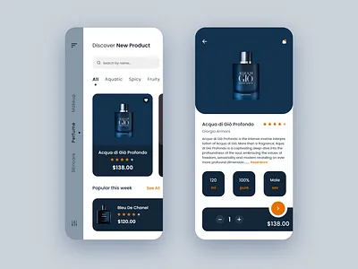 Fashion E-commerce App adobexd app app design ecommerce app fashion app online store commerce perfume perfume bottle ui ui design ux