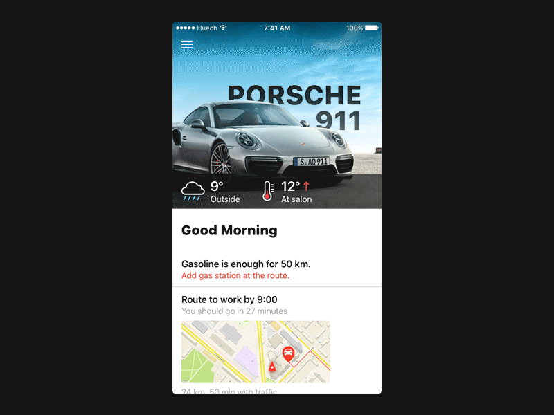 Porsche App Concept animation app clouds porsche ui